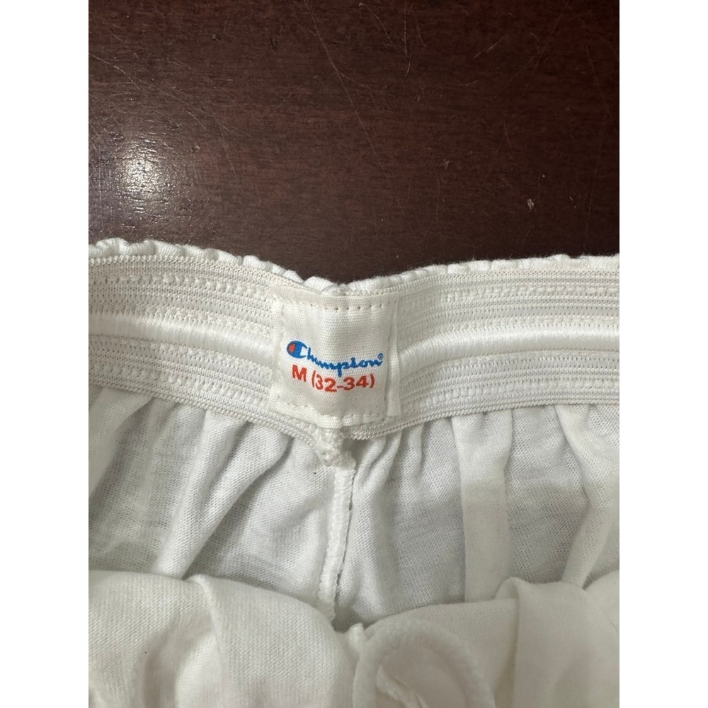 Champion White Cotton Athletic Shorts Men Medium M Elastic Waist Drawstring - Picture 3 of 9